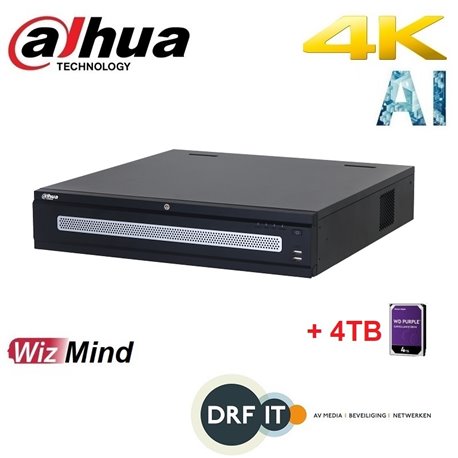 Dahua NVR608H-128-XI 128 kanalen WizMind netwerk video recorder incl. 4 TB HDD