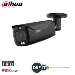 Dahua IPC-HFW3449T1P-AS-PV-0280B-S4-B 4MP Smart Dual Light Active Deterrence Fixed-focal Bullet WizSense Network Camera zwart