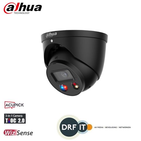 Dahua IPC-HDW3849H-AS-PV-28-B 8MP S4 TiOC 2.0 Active Deterrence Fixed Eyeball WizSense 2.8mm Zwart