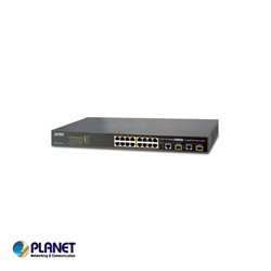 Planet, 16-Port 10/100TX 802.3at High Power POE + 2-Port Gigabit TP/SFP Combo Managed Ethernet Switch (220W)