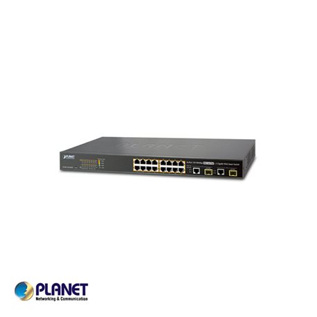 Planet, 16-Port 10/100TX 802.3at High Power POE + 2-Port Gigabit TP/SFP Combo Managed Ethernet Switch (220W)