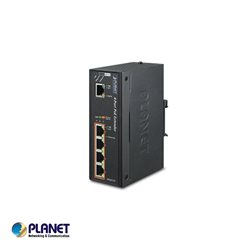 Planet PT-POE-E174 IP30 Industrial 1-Port 60W Ultra POE to 4-Port 802.3af/at Gigabit POE Extender