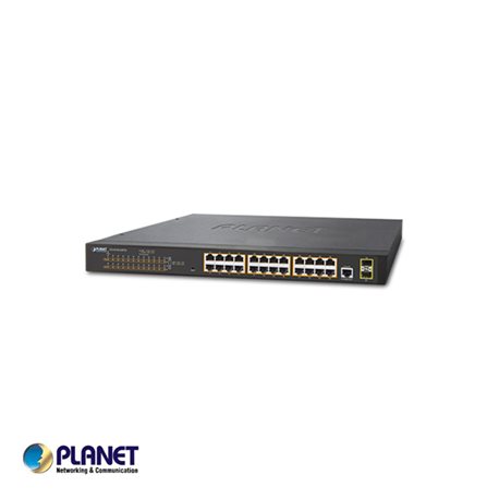 Planet PT-GS-4210-24P2S IPv4, 24-Port Managed 802.3at POE+ Gigabit Ethernet Switch + 2-Port 100/1000X SFP (300W)