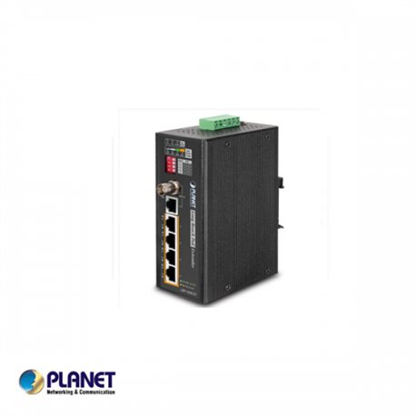 IP30, Industrial 4-Port 10/100TX POE PSE + 1-Port Coax/UTP Long Reach POE Extender