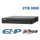 Dahua EZIP-NVR2A08HS-8P EZ-IP NVR 8 kanalen met PoE + 2TB HDD