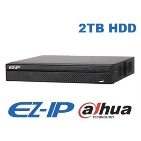 Dahua EZIP-NVR2A08HS-8P EZ-IP NVR 8 kanalen met PoE + 2TB HDD