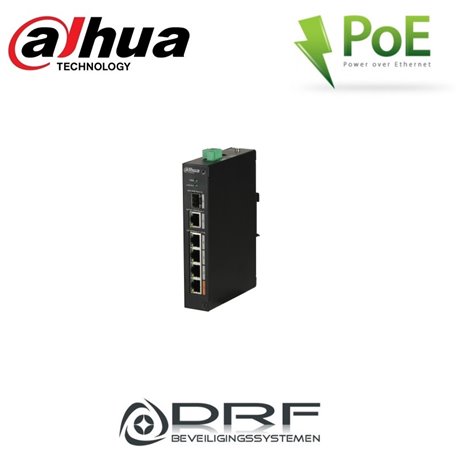 Dahua PFS3106-4ET-60 4-Port PoE+ Switch, 1 x UTP en 1 x SFP