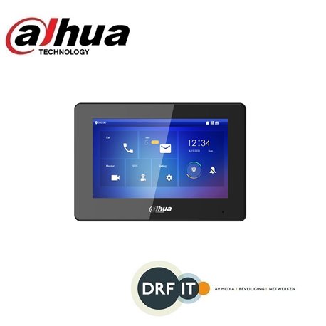 Dahua DHI-VTH5421HB IP binnen monitor voor intercom, zwart, 7 inch TFT, touchscreen, sip protocol, 12Vdc, PoE