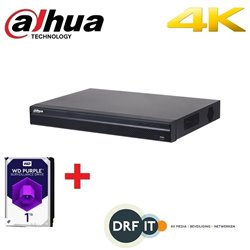 Dahua NVR4204-P-4KS2/L 4 kanaals 1U 2HDDs 4xPoE NVR incl 1 TB HDD