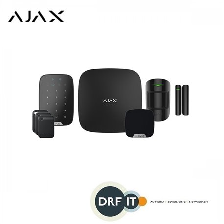 Ajax AJ-KITPLUS1/Z ZWART: Hub 2, Keypad Plus, Tag, MotionProtect, Doorprotect, HomeSiren