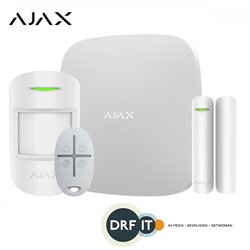 Ajax Alarmsysteem AJ-HUBPLUSKIT Hub+kit, wit, 2x GSM/LAN hub, PIR, deurcontact, afstandsbediening