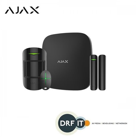 Ajax Alarmsysteem AJ-HUBPLUSKIT/Z Hub+ kit, zwart, 2x GSM/LAN hub, PIR, deurcontact, afstandsbediening