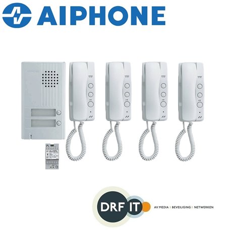 Aiphone Audio set 4 appartementen (DA-1MD x 4, DA-4DS x 1, PT-121DR x 1)