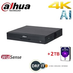 Dahua XVR5108HS-4KL-I3 8 Channel Penta-brid 4K-N/5MP Compact 1U 1HDD WizSense Digital Video Recorder + 2TB HDD